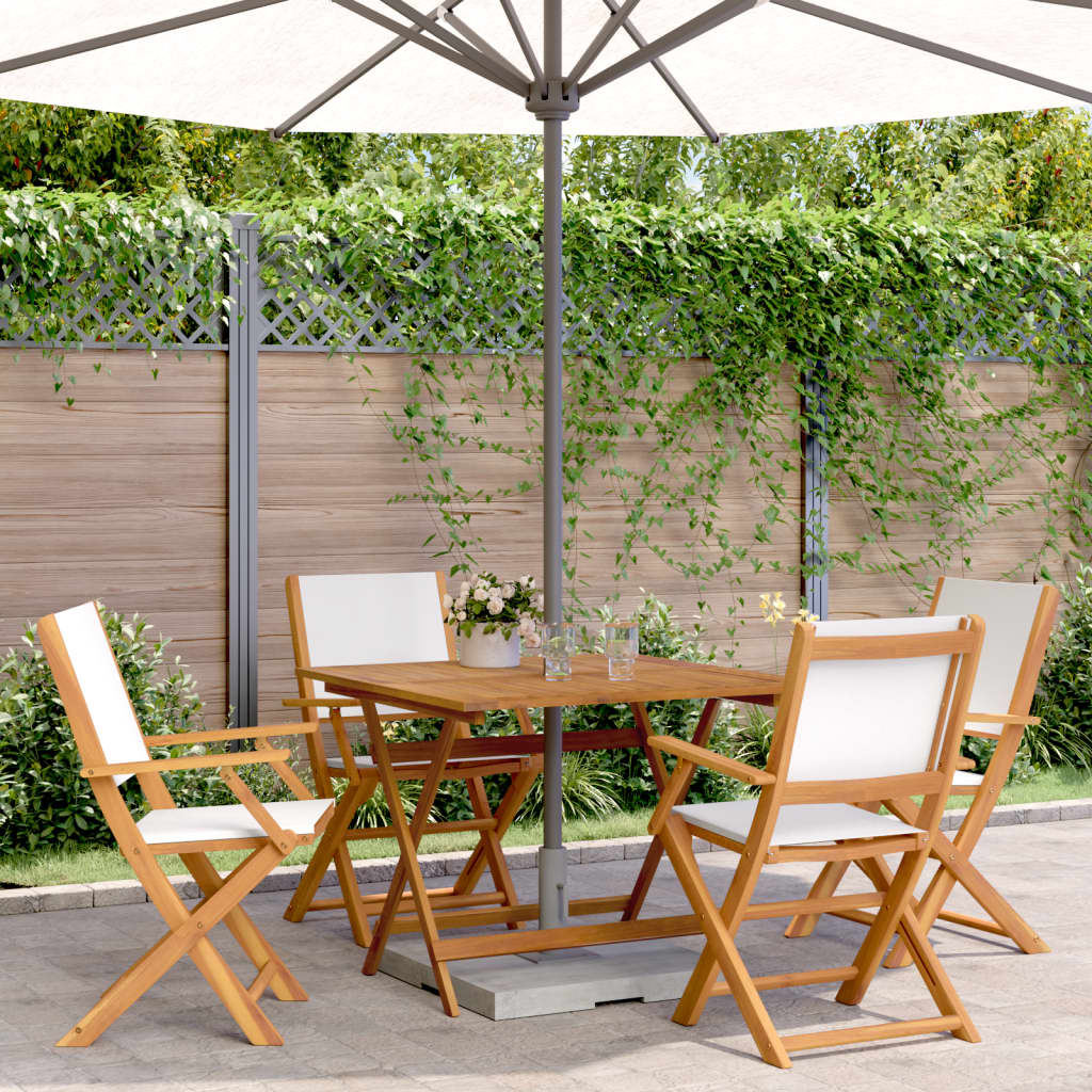 vidaXL 3-delige Bistroset stof en massief hout crèmewit