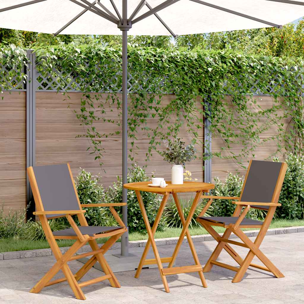 vidaXL 3-delige Bistroset stof en massief hout crèmewit