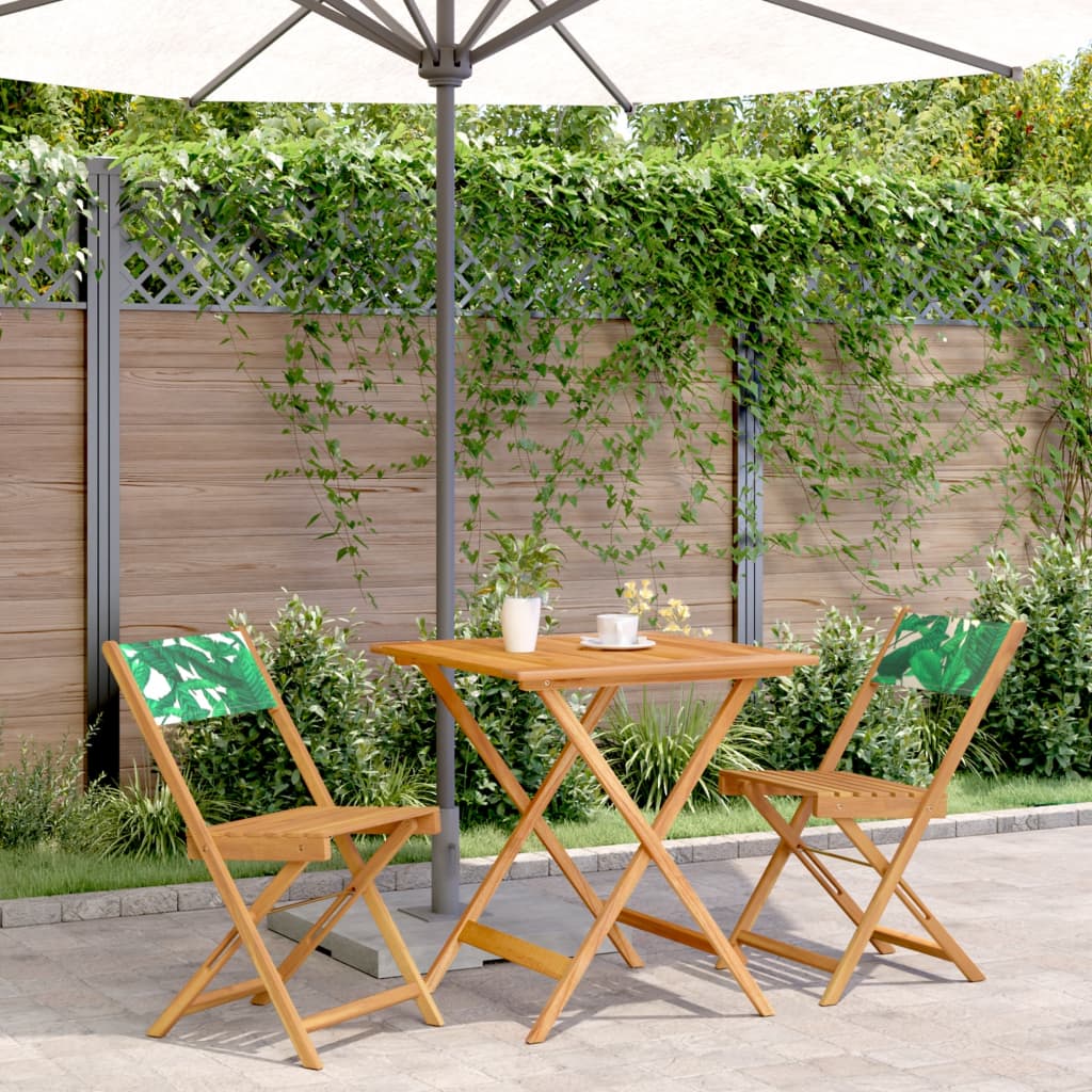 vidaXL 3-Piece Bistro Set Fabric and Solid Wood Cream