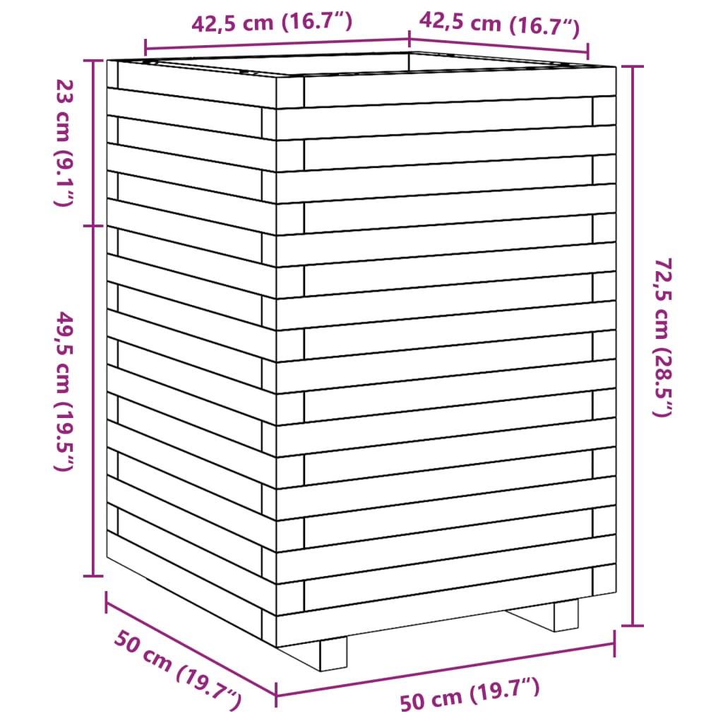vidaXL Plantenbak 40x40x46 cm massief grenenhout