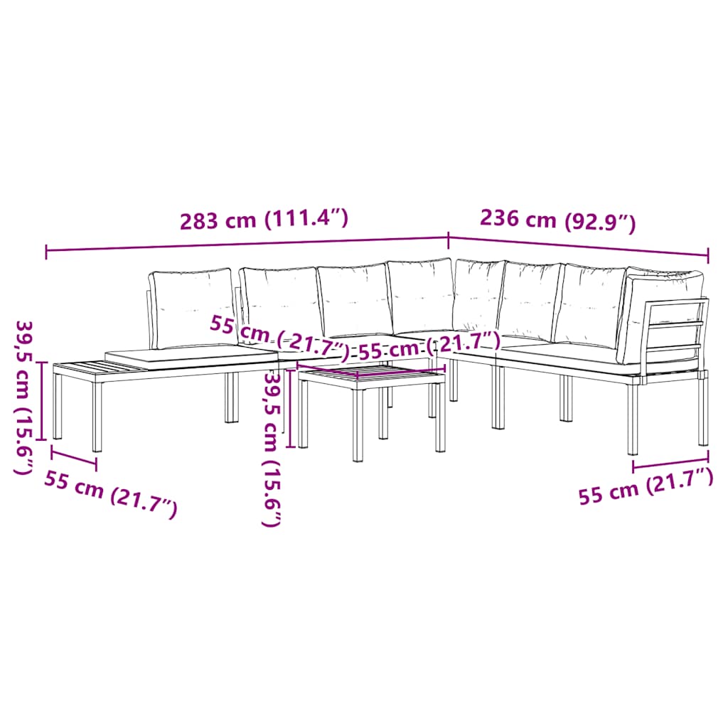 vidaXL 5-piece Lounge Set with Cushions Powder-CoCoated Steel Black