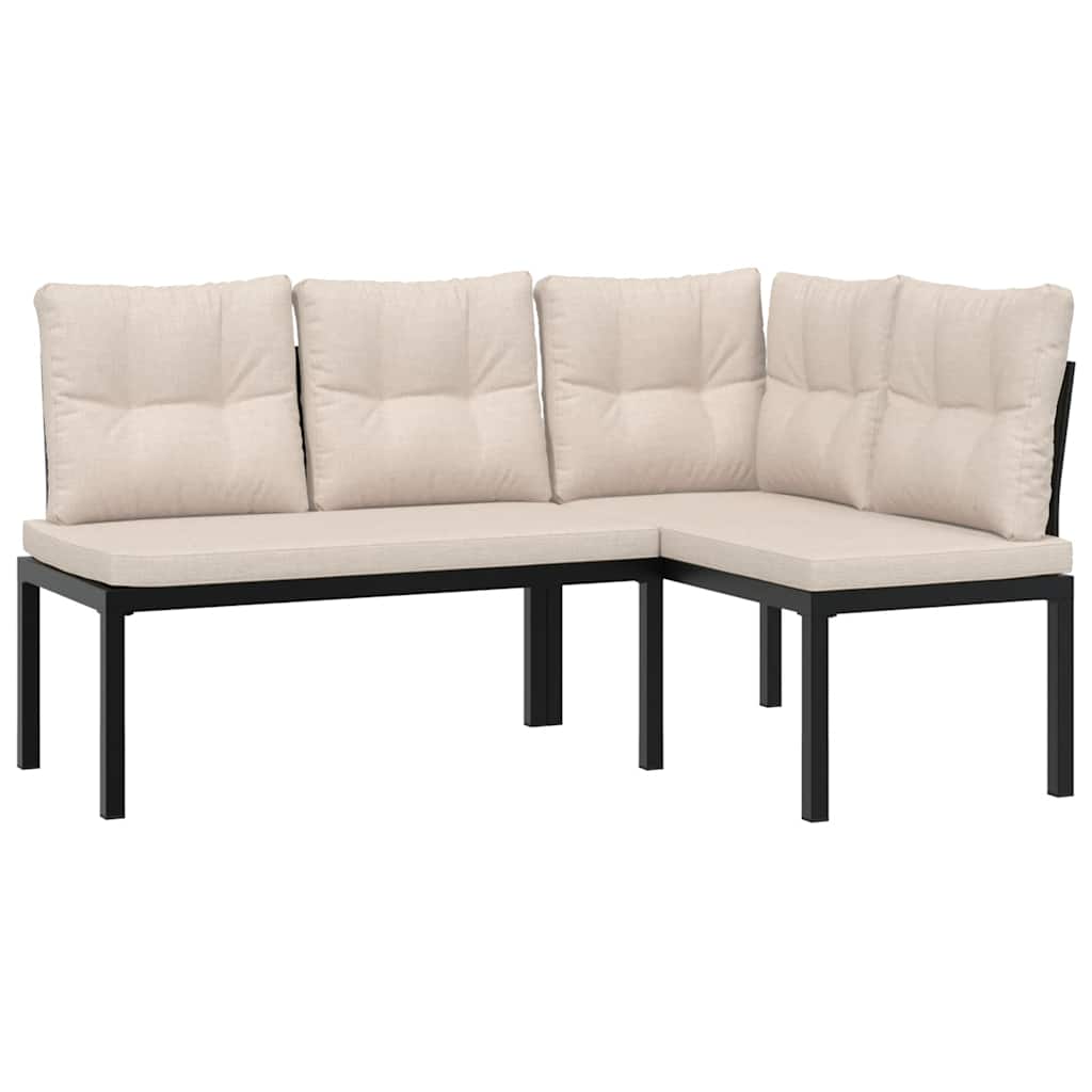 vidaXL 3-Piece Lounge Set with Cushions Powder-Coated Steel Black