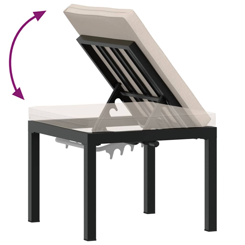 vidaXL 4-delige Loungeset met kussens gepoedercoat staal zwart