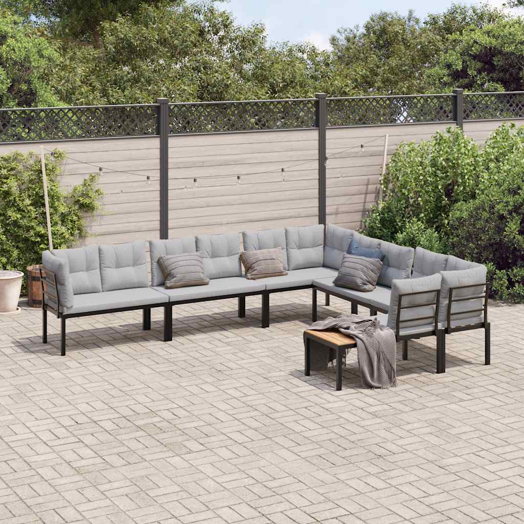 vidaXL 7-Piece Lounge Set with Cushions Powder-Coated Steel Black