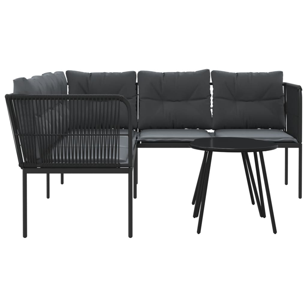 vidaXL Loungeset met kussens staal en textileen zwart