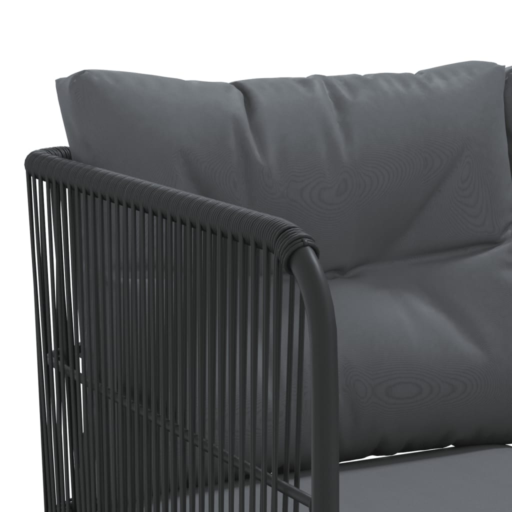 vidaXL Loungeset met kussens staal en textileen zwart