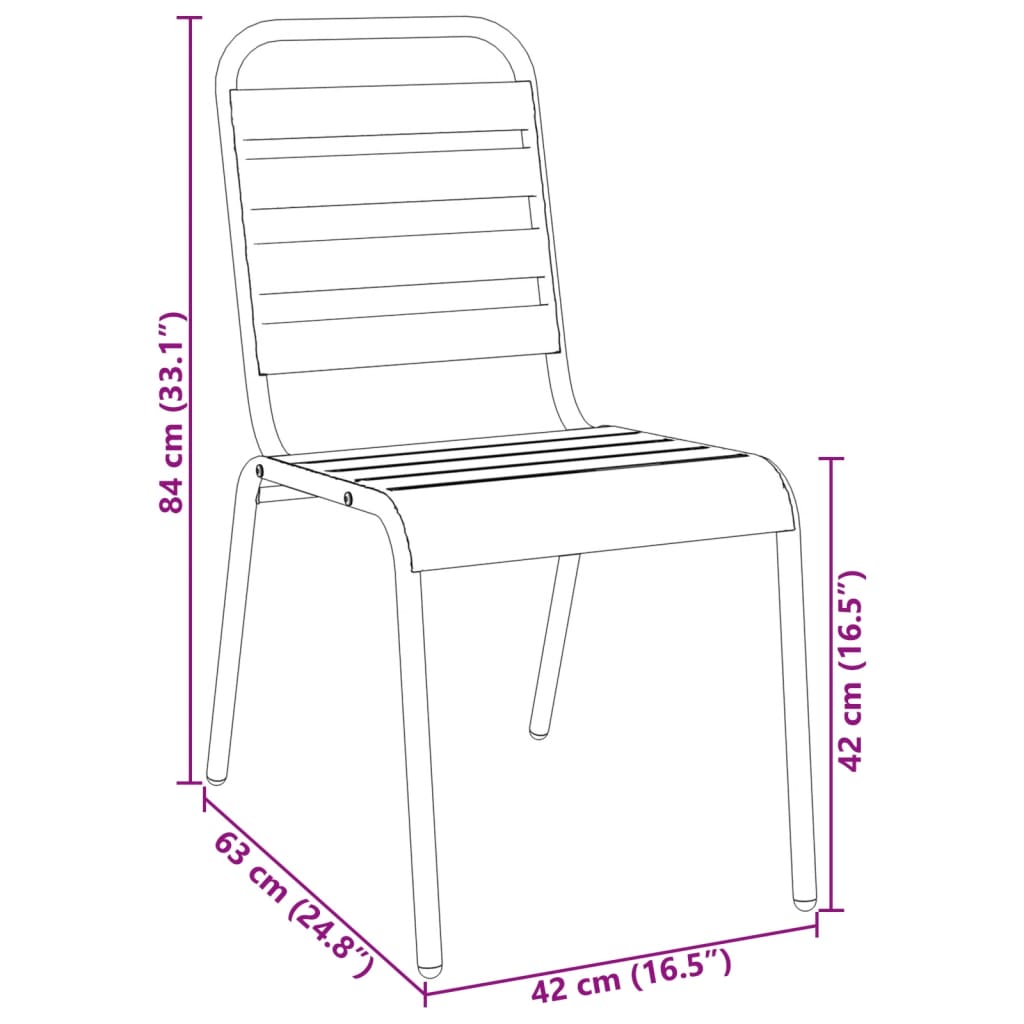 vidaXL 3-Piece Stackable Garden Dining Set Powder-Coated Steel Anthracite