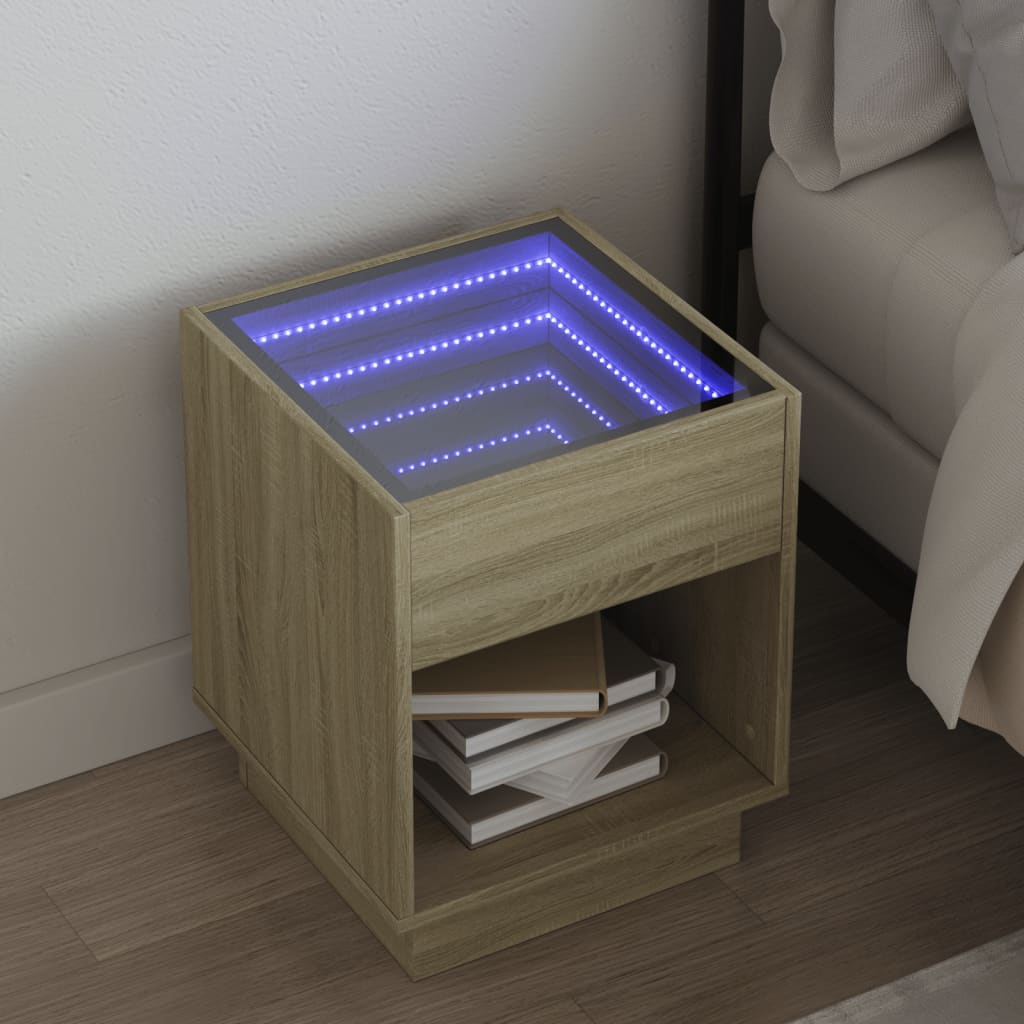 vidaXL Nachtkastje met Infinity LED 40x40x50 cm wit