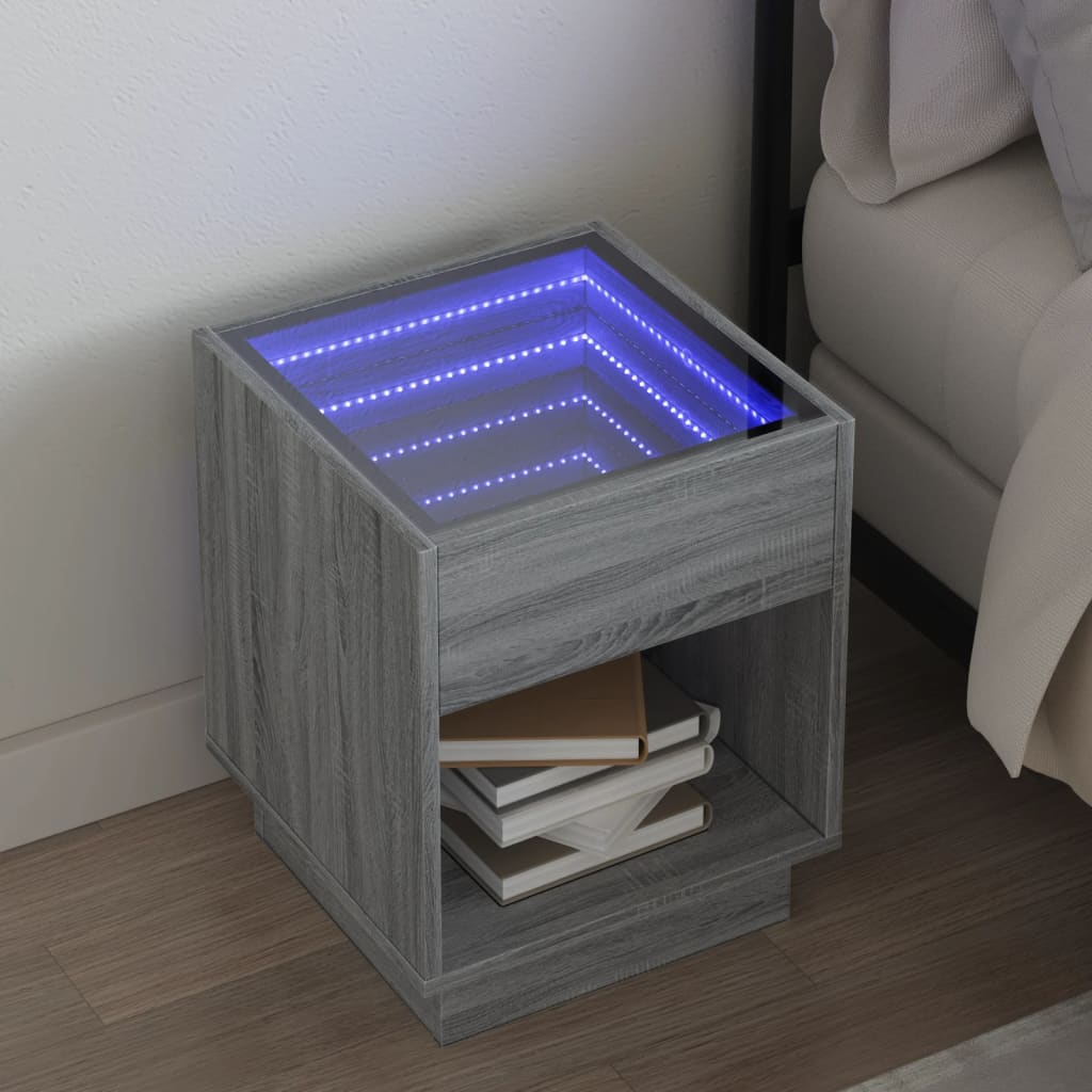 vidaXL Nachtkastje met Infinity LED 40x40x50 cm wit