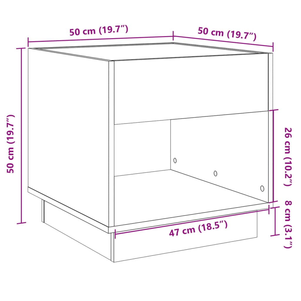 vidaXL Nachtkastje met Infinity LED 40x40x50 cm wit