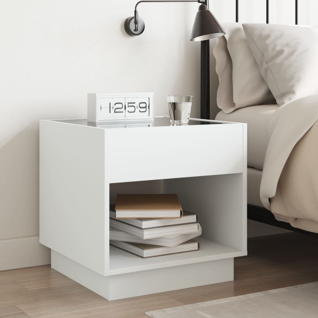 vidaXL Nachtkastje met Infinity LED 40x40x50 cm wit