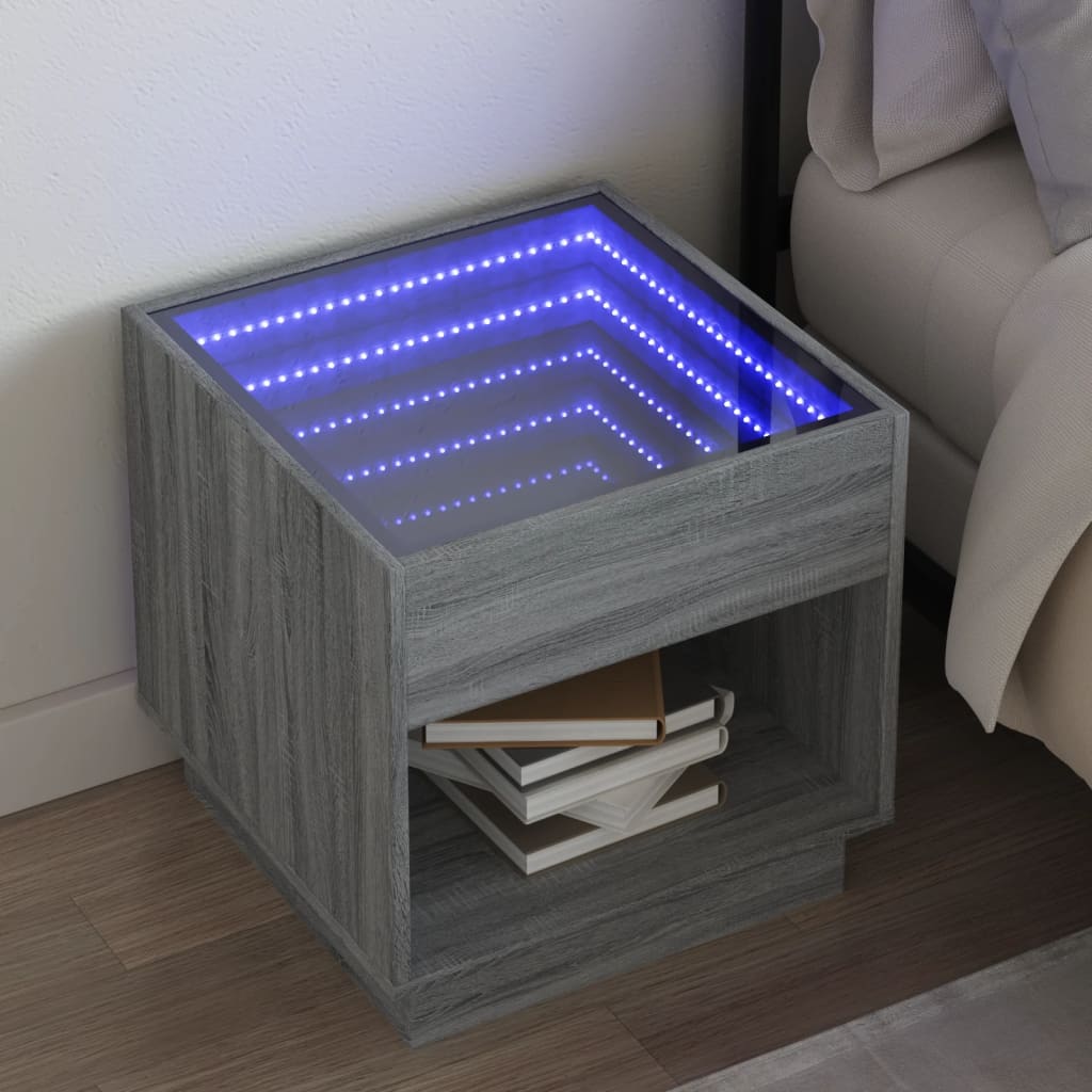 vidaXL Nachtkastje met Infinity LED 40x40x50 cm wit