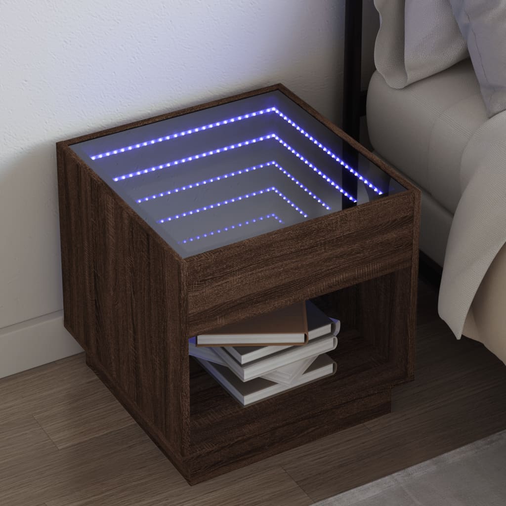 vidaXL Nachtkastje met Infinity LED 40x40x50 cm wit