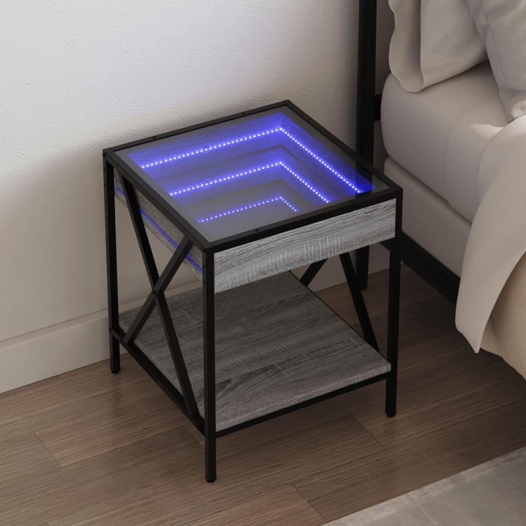 vidaXL Nightstand with Infinity LED 40x40x49 cm Black