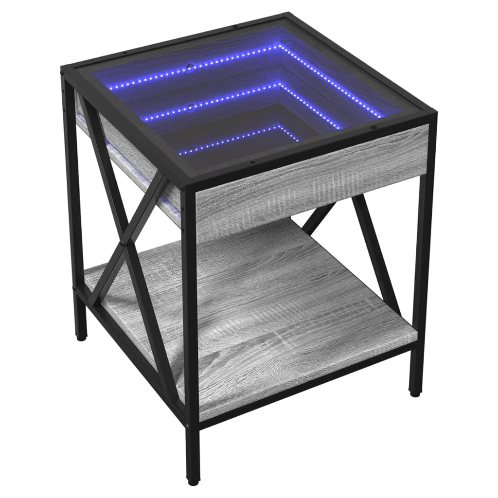 vidaXL Nightstand with Infinity LED 40x40x49 cm Black