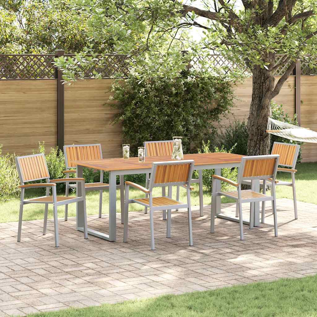 vidaXL Tuin Eettafel Set 5 pcs Grijs Massief Acacia Hout