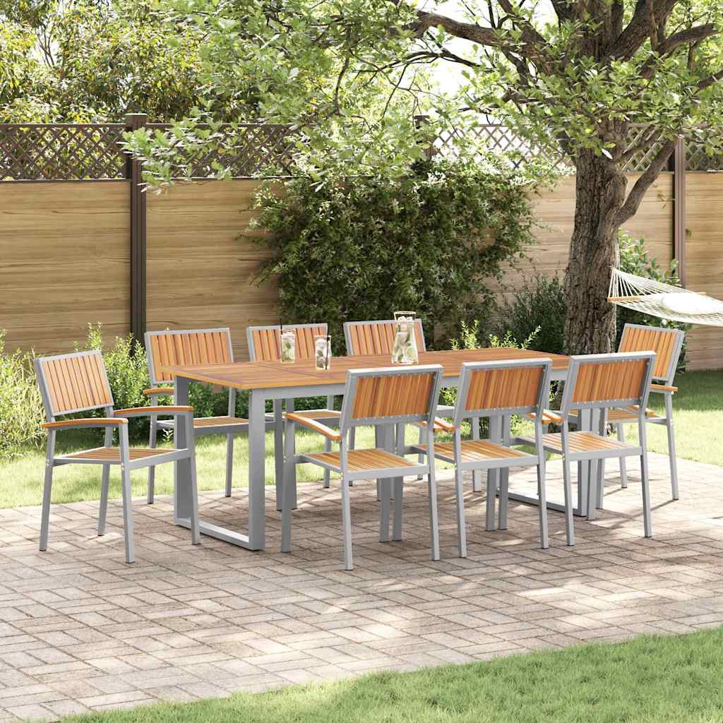 vidaXL Tuin Eettafel Set 5 pcs Grijs Massief Acacia Hout