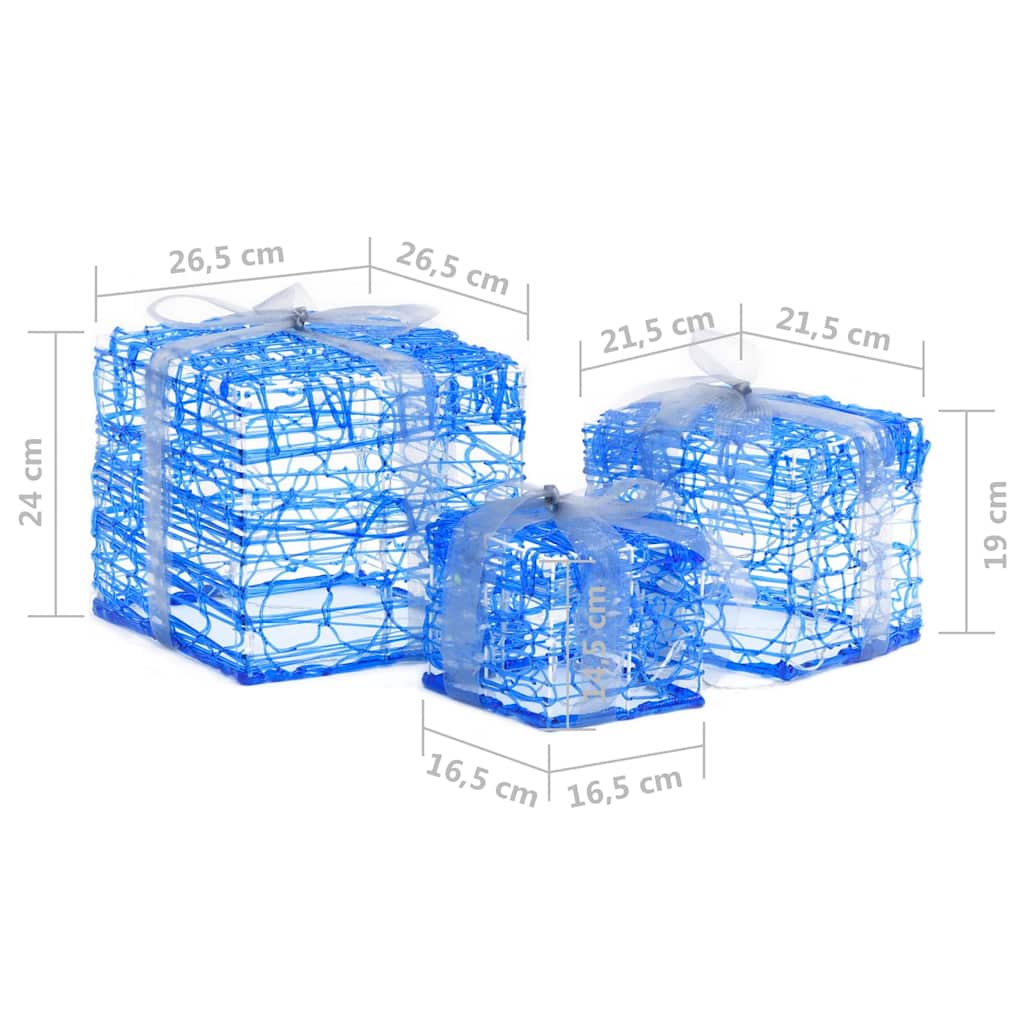 vidaXL Kerstverlichting geschenkdozen 3 st decoratief acryl koudwit