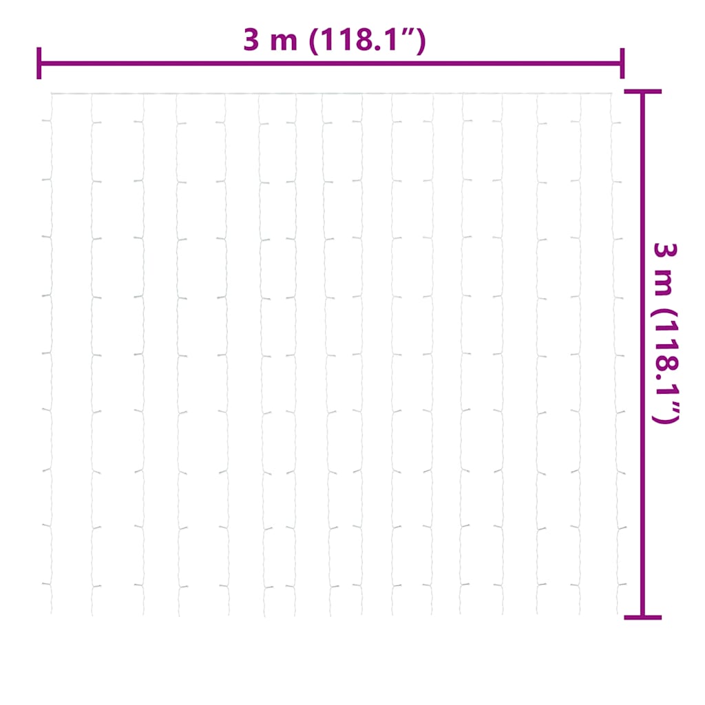 vidaXL Lichtsnoergordijn met 300 LED's en 8 functies 3x3 m warmwit