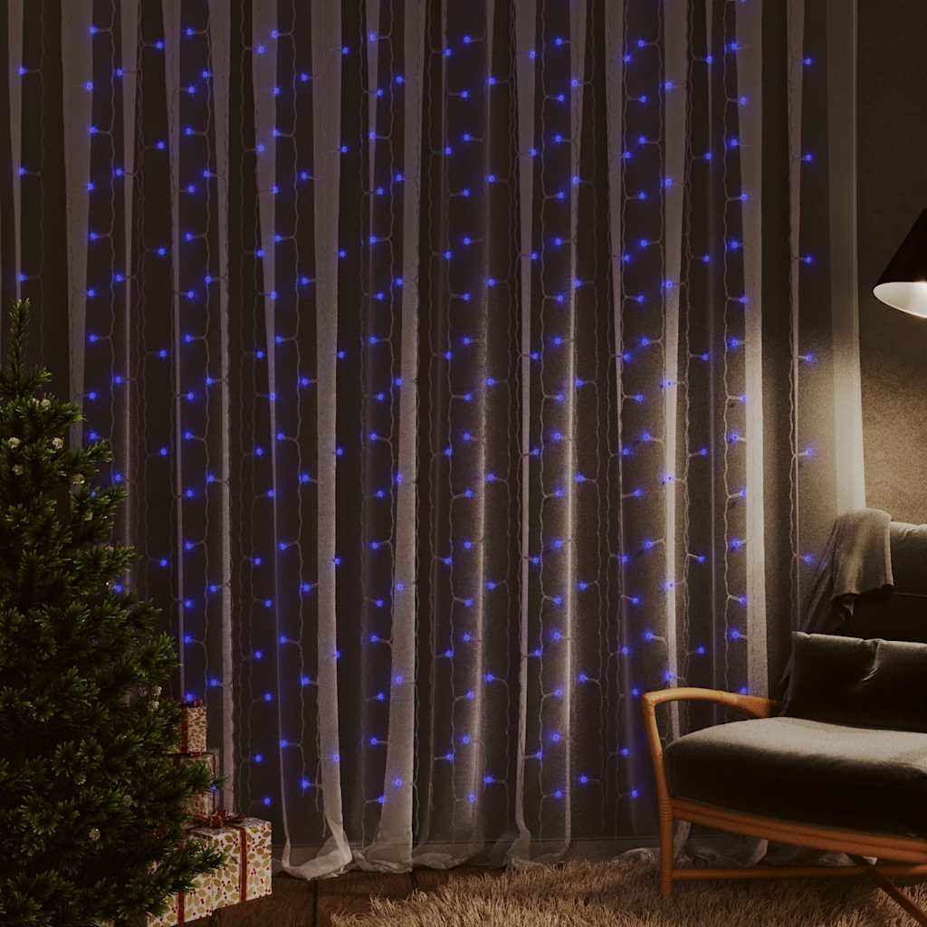 vidaXL Lichtsnoergordijn met 300 LED's en 8 functies 3x3 m warmwit