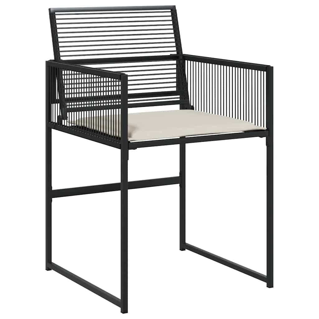 vidaXL 5-delige Tuinset met kussens poly rattan zwart
