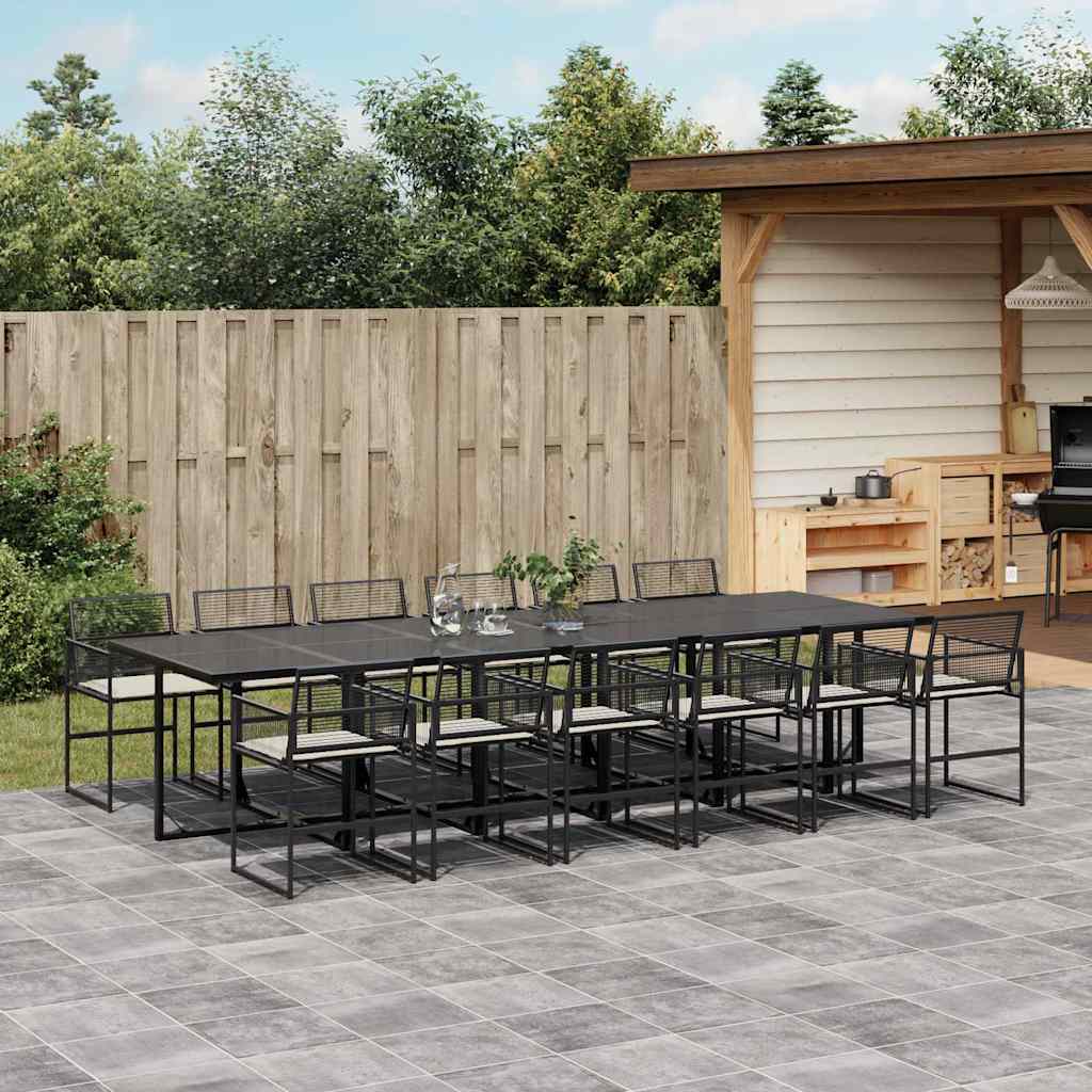 vidaXL 5-delige Tuinset met kussens poly rattan zwart