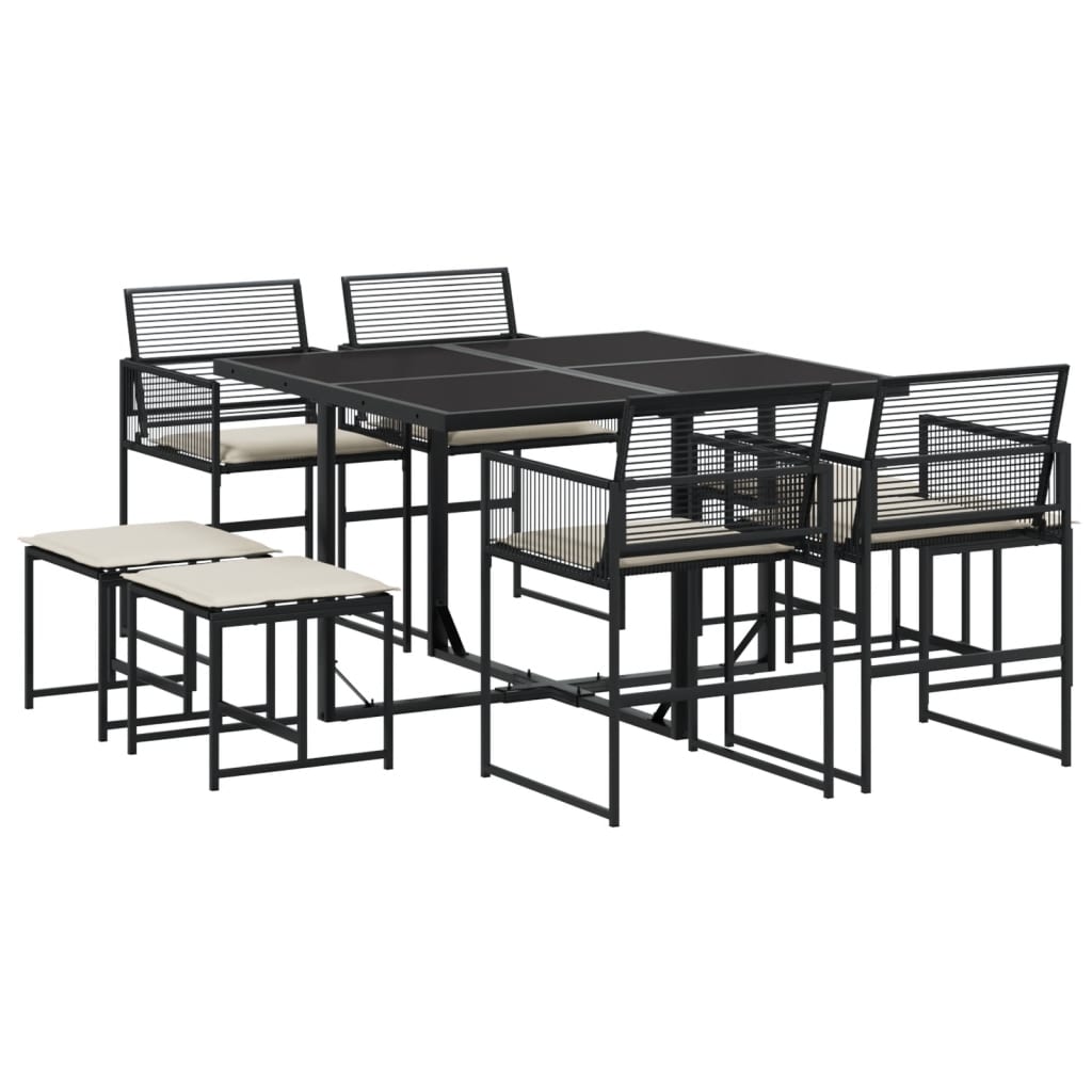 vidaXL 9-piece Garden Dining Set Poly Rattan Black