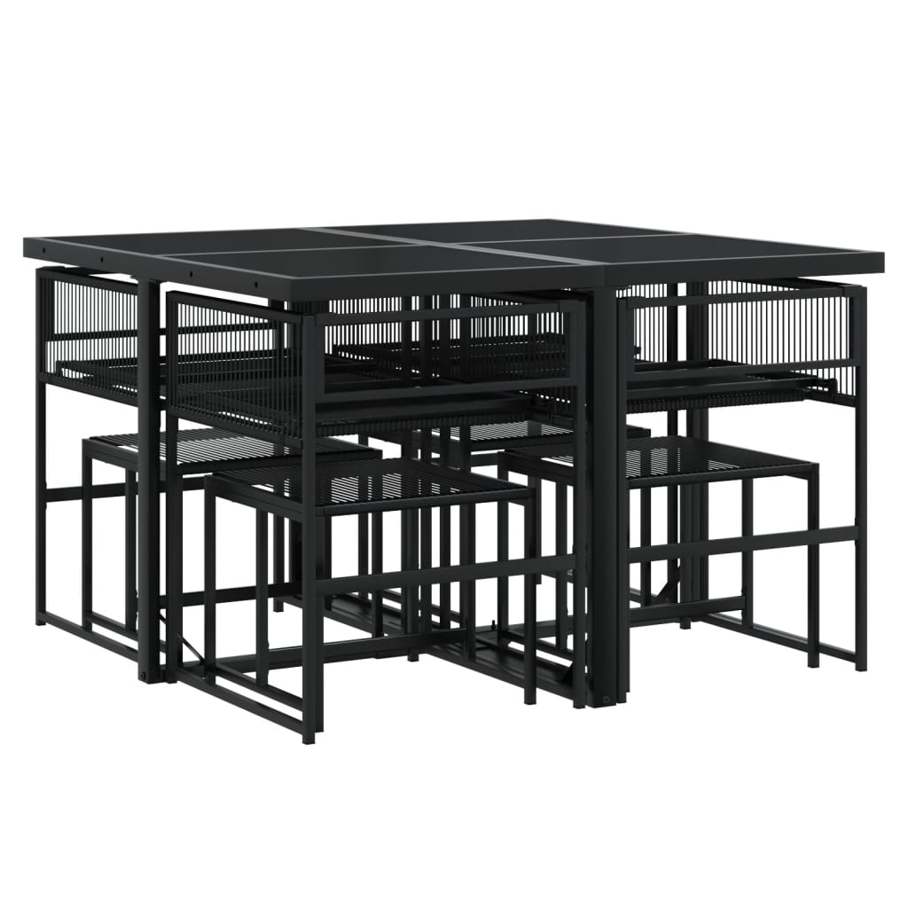 vidaXL 9-piece Garden Dining Set Poly Rattan Black