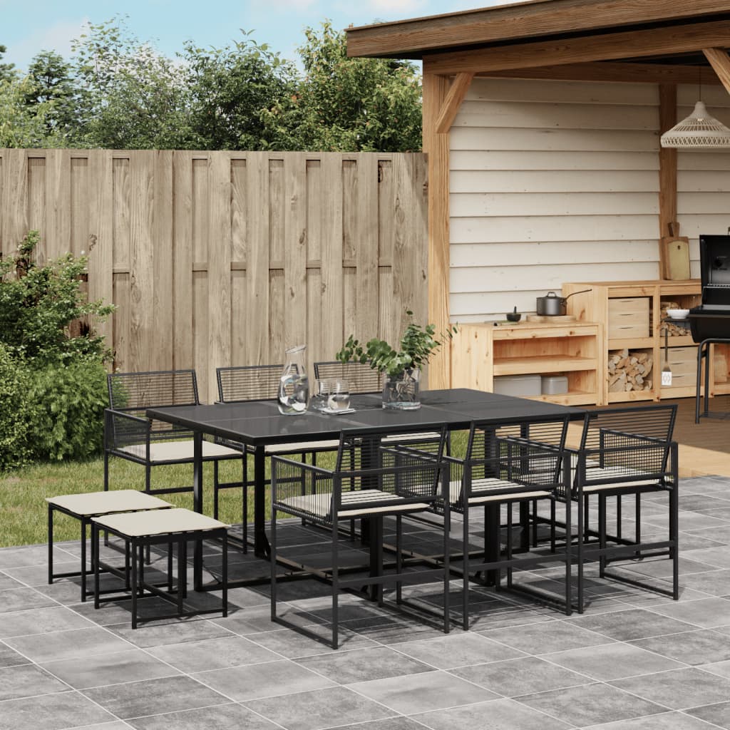 vidaXL 9-piece Garden Dining Set Poly Rattan Black