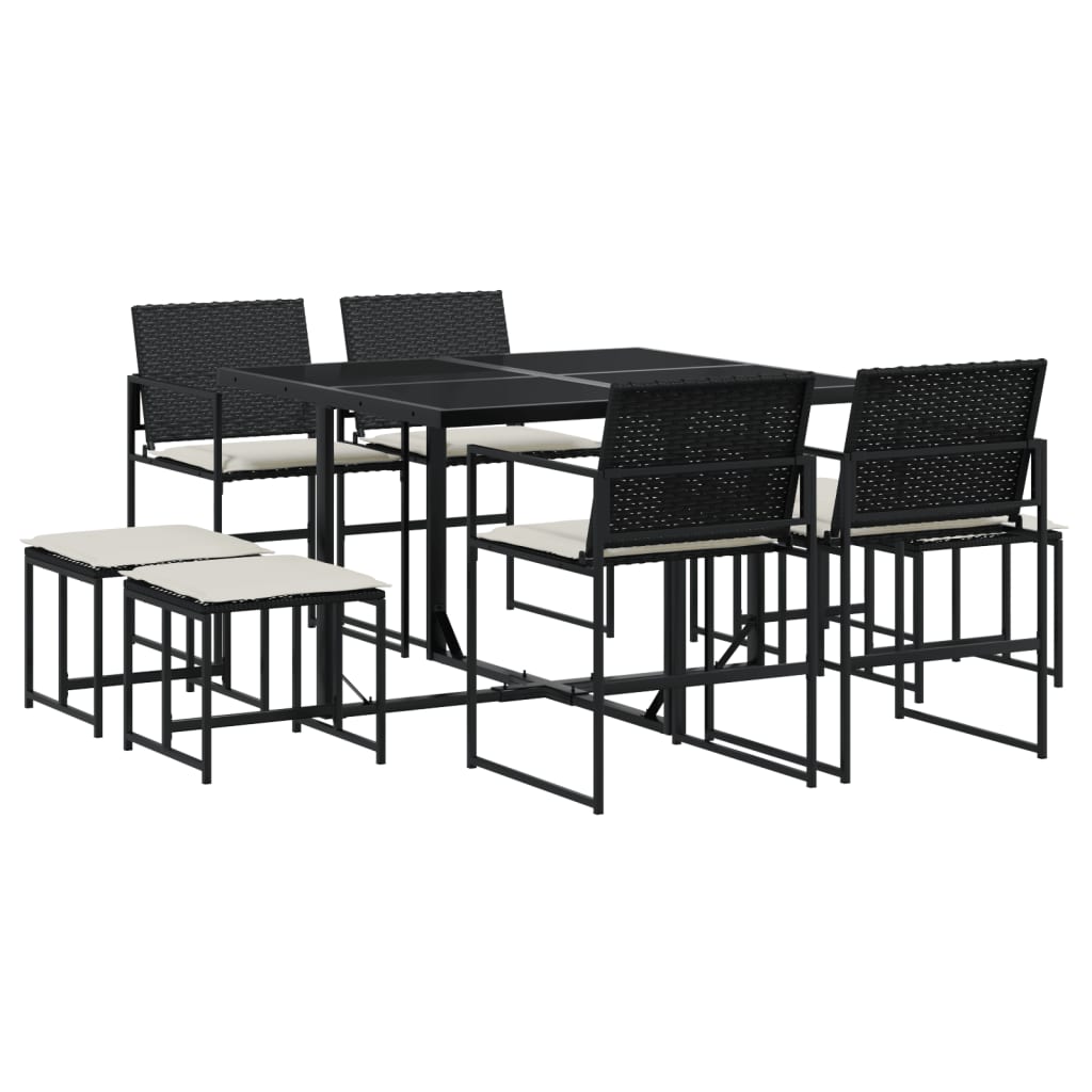 vidaXL 9-piece Garden Dining Set Poly Rattan Black