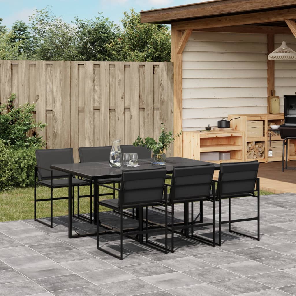 vidaXL 5-piece Garden Dining Set with Cushions Textilene Black