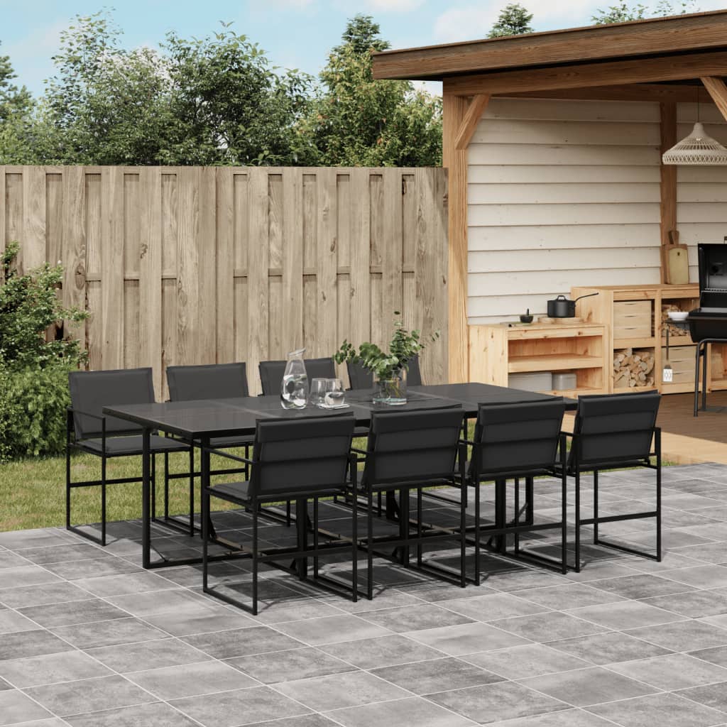 vidaXL 5-piece Garden Dining Set with Cushions Textilene Black