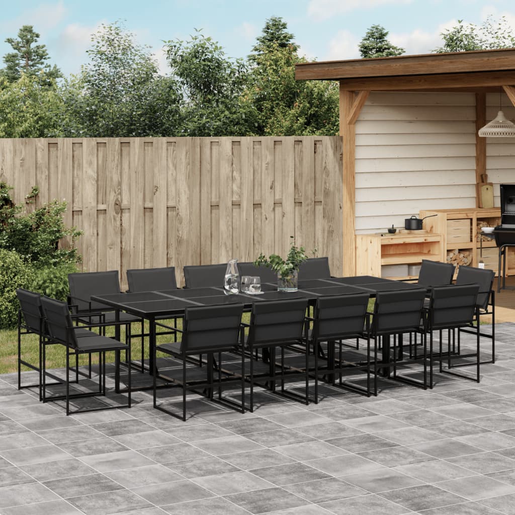 vidaXL 9-piece Garden Dining Set with Cushions Textilene Black