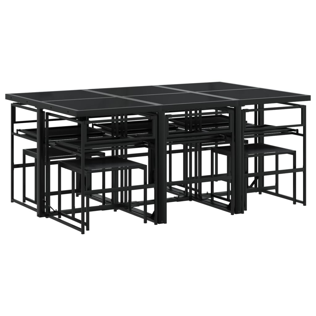 vidaXL 9-piece Garden Dining Set with Cushions Textilene Black