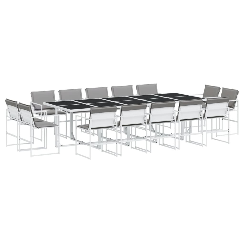 vidaXL 9-piece Garden Dining Set with Cushions Textilene White