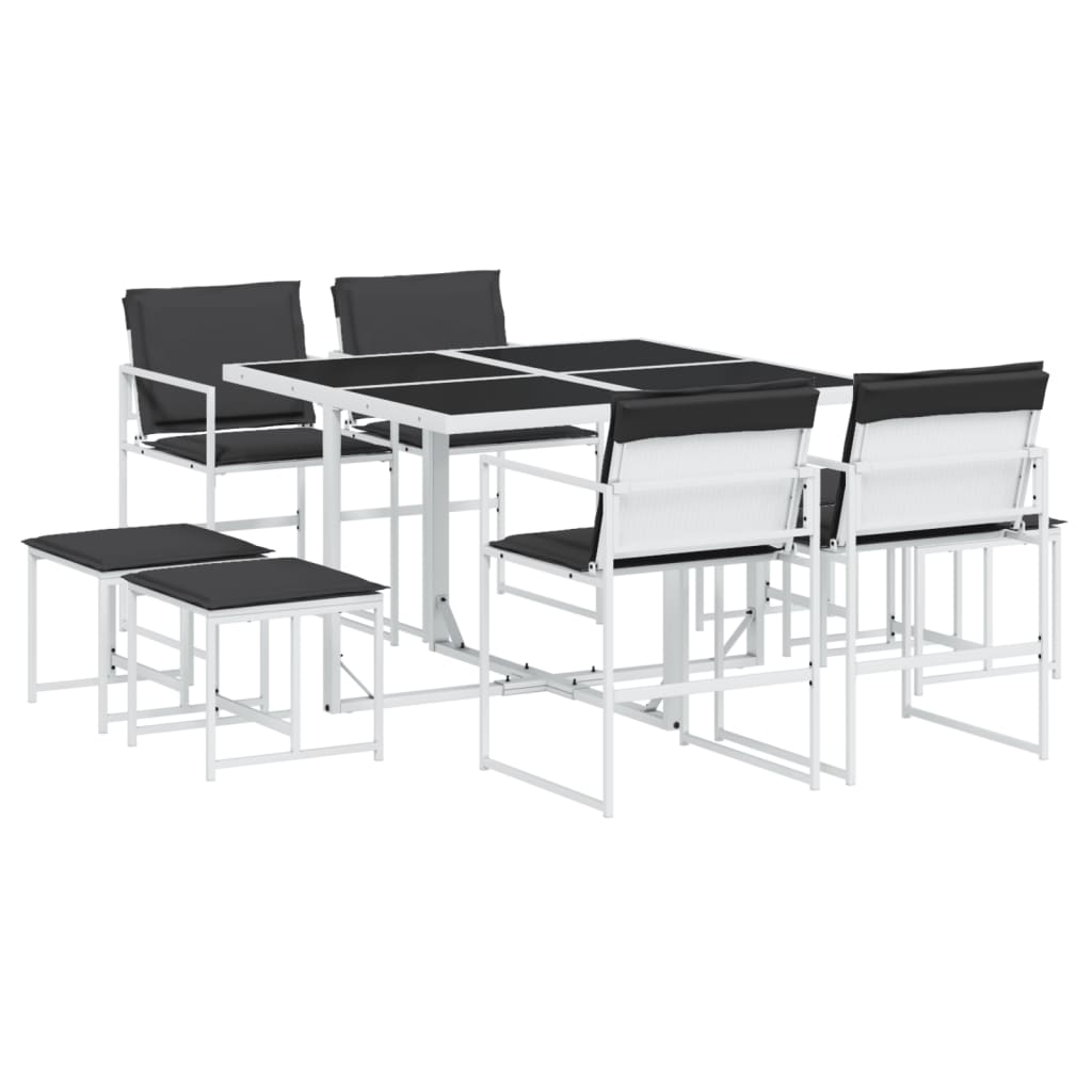 vidaXL 9-piece Garden Dining Set with Cushions Textilene White