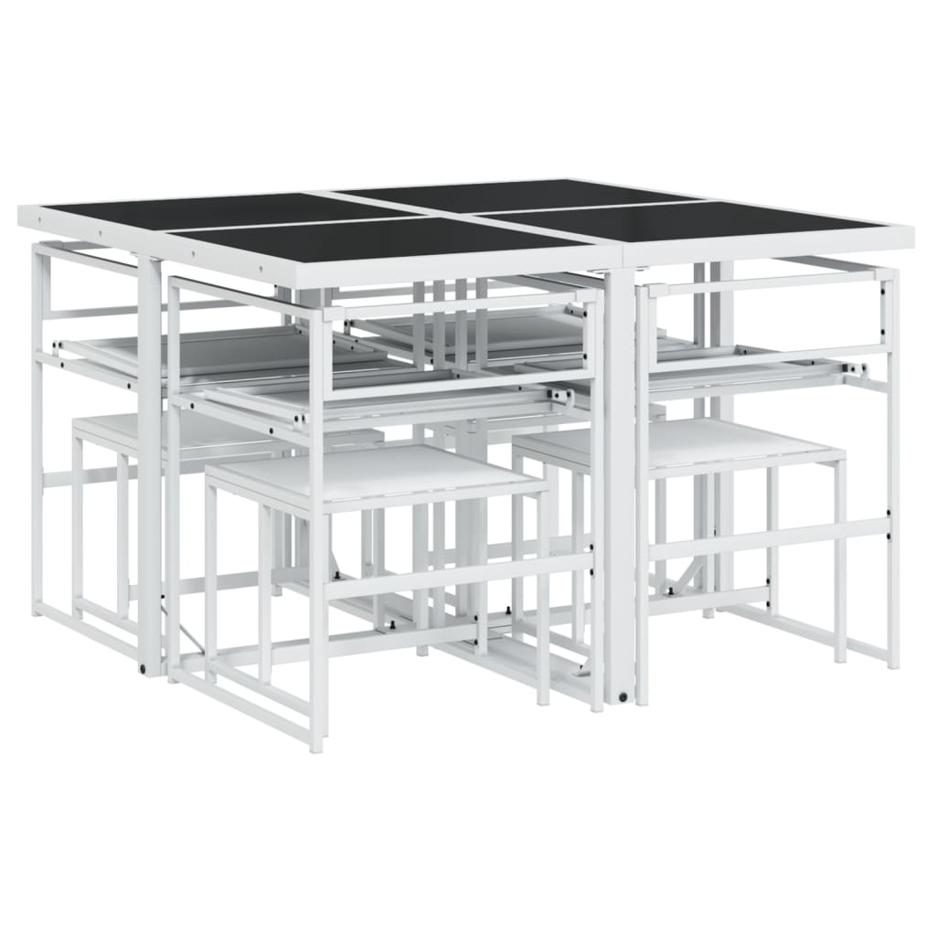 vidaXL 9-piece Garden Dining Set with Cushions Textilene White
