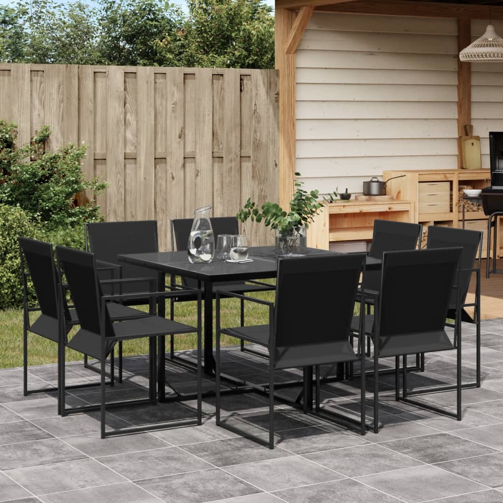 vidaXL 9-piece Garden Dining Set Textilene Black