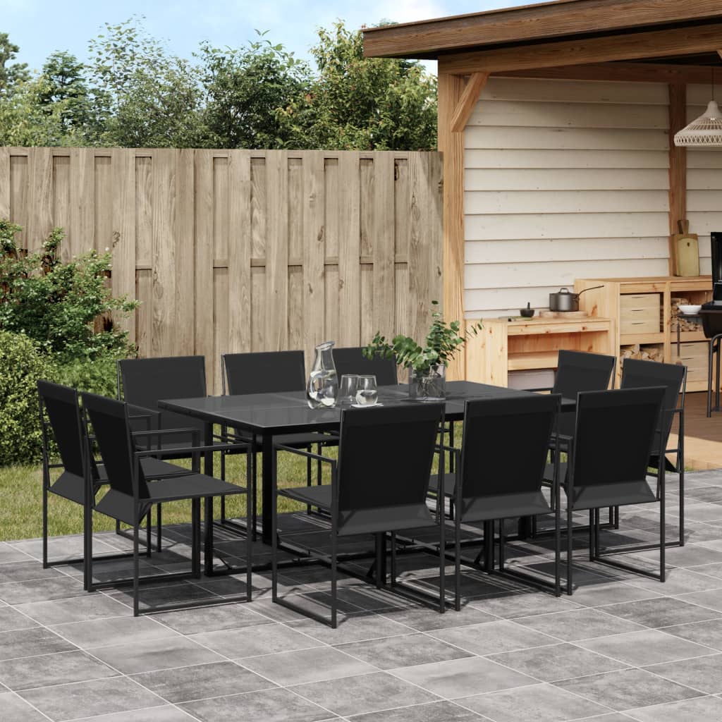 vidaXL 9-piece Garden Dining Set Textilene Black