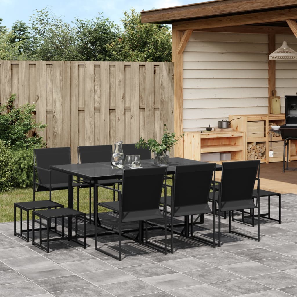 vidaXL 9-piece Garden Dining Set Textilene Black