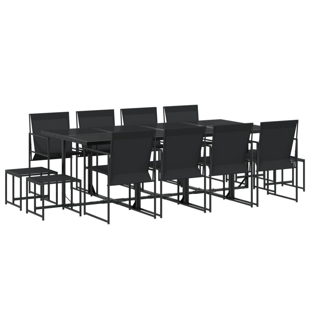 vidaXL 9-piece Garden Dining Set Textilene Black