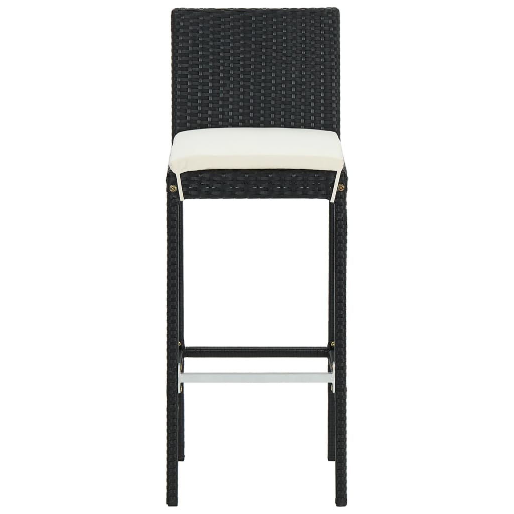 vidaXL 3-Piece Garden Bar Set Solid Acacia Wood and Poly Rattan Black