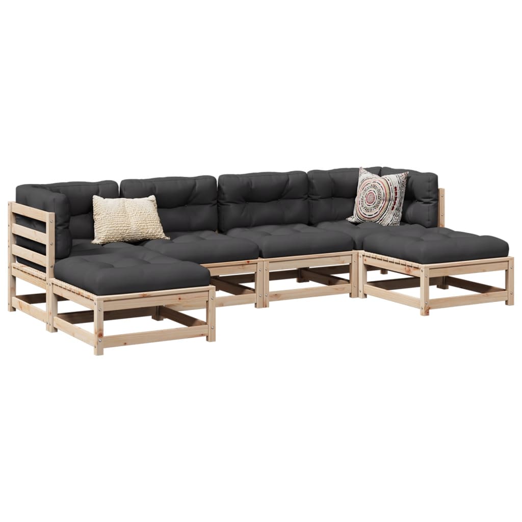 vidaXL 6-Piece Lounge Set with Cushions Solid Pinewood