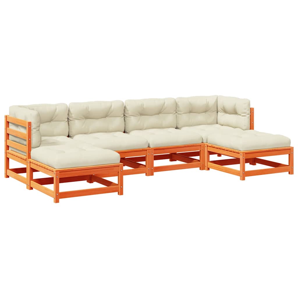 vidaXL 6-Piece Lounge Set with Cushions Solid Pinewood