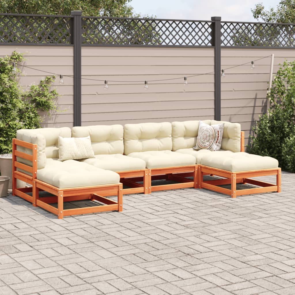 vidaXL 6-Piece Lounge Set with Cushions Solid Pinewood