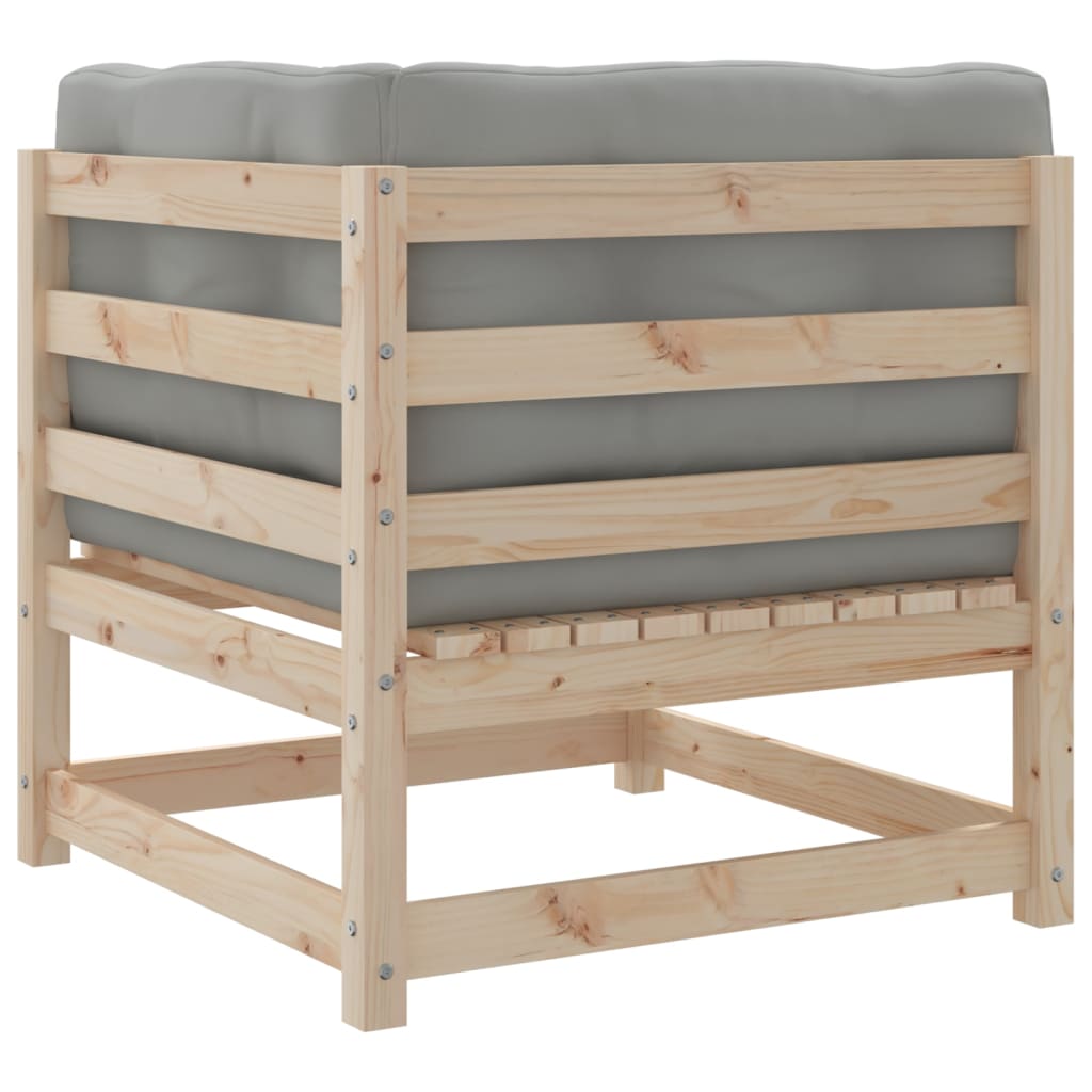 vidaXL 3-delige Loungeset met kussens massief grenenhout