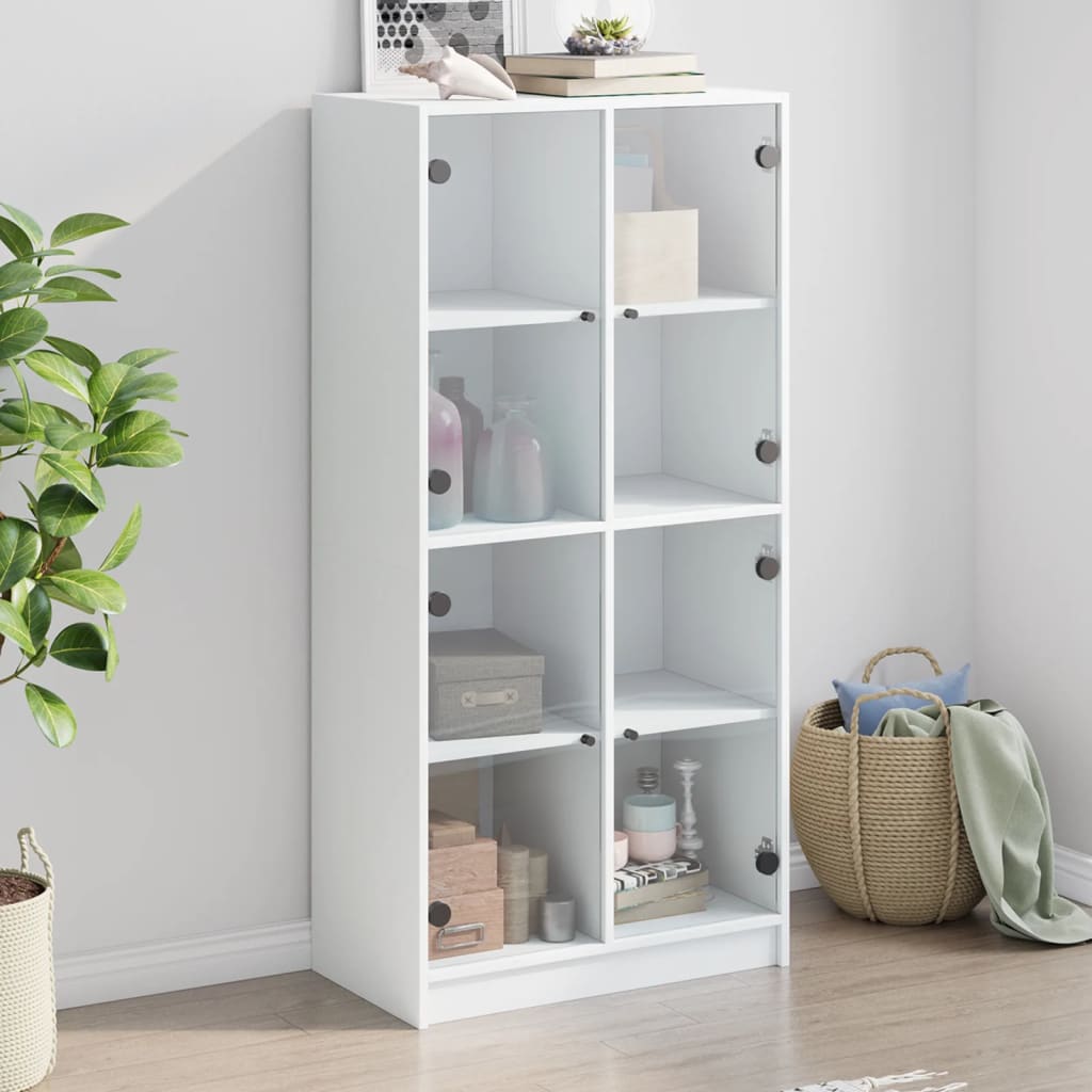 vidaXL Boekenkast met deuren 136x37x142 cm bewerkt hout wit