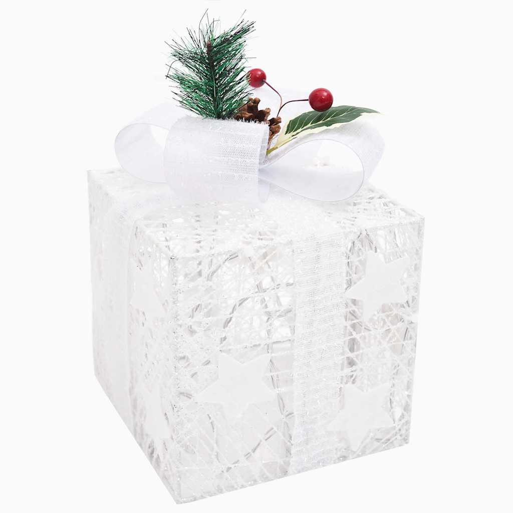 vidaXL Christmas decoration gift boxes 3 pcs indoor/outdoor white