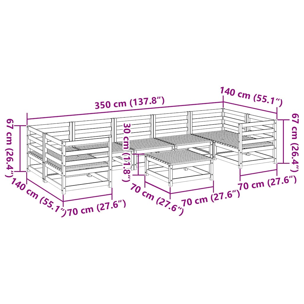vidaXL 8-delige Loungeset massief grenenhout