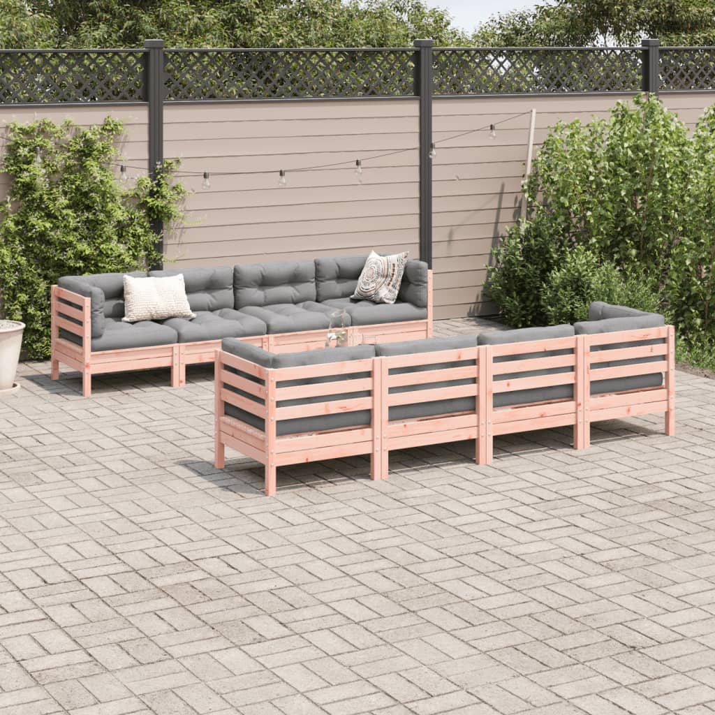 vidaXL 9-delige Loungeset met kussens massief grenenhout wasbruin